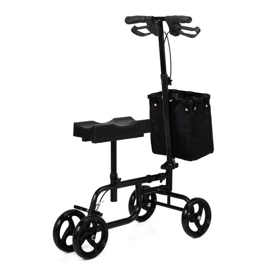 Black Folding Knee Scooter With Adjustable Leg Support