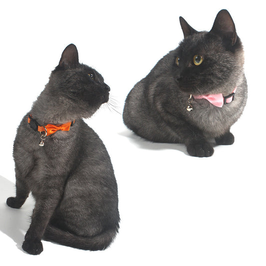 Pet Bowknot Collar Nylon Webbing Multicolor Adjustable Belt Bell Jewelry Safety Buckle